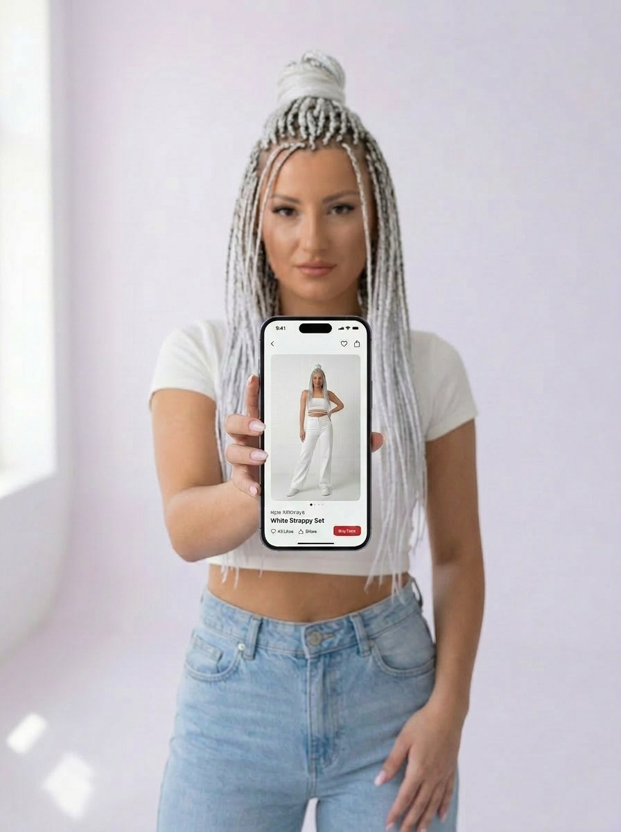 Faceshion — karakter elinde try-on sonucu